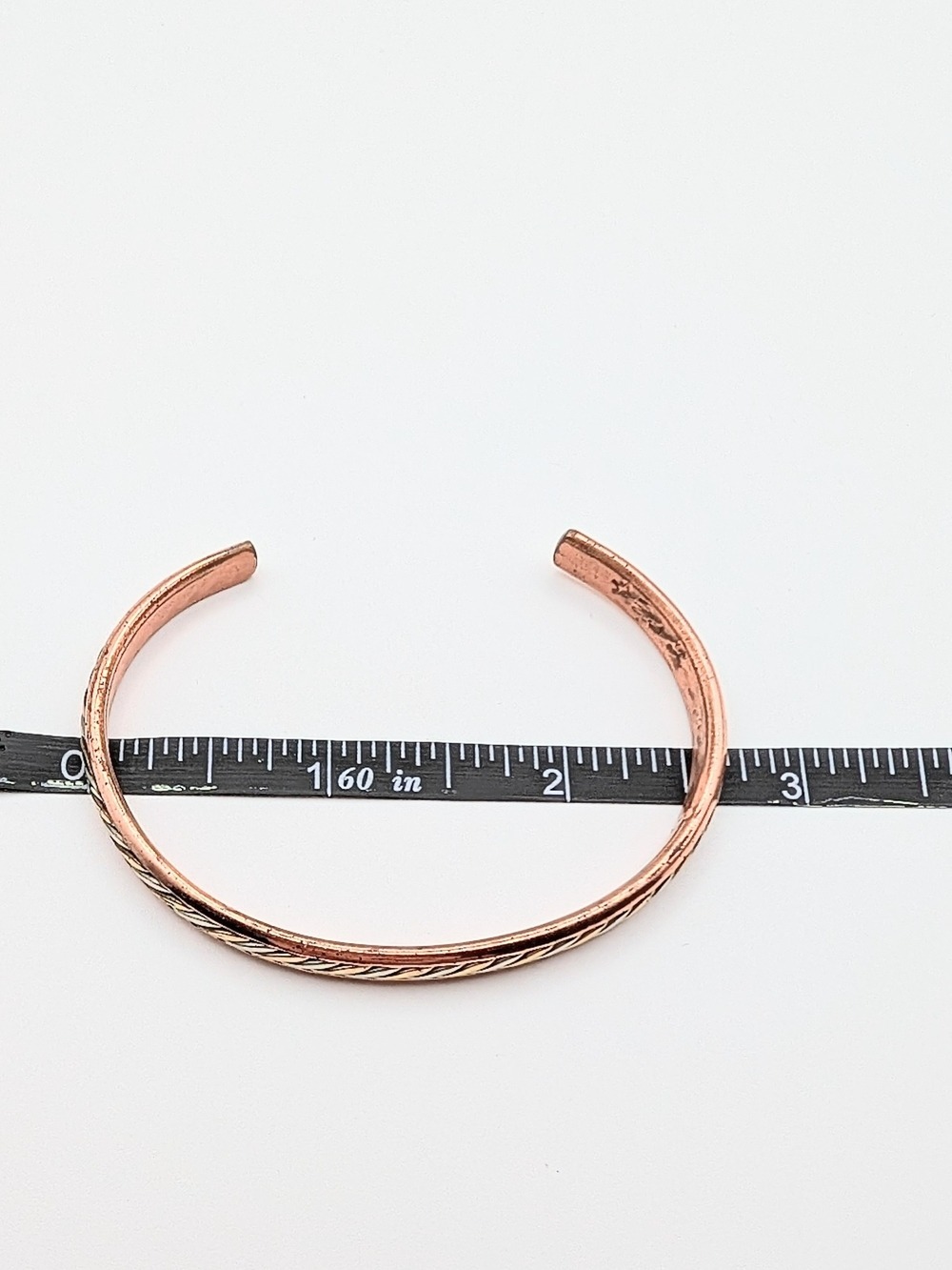 Vintage Copper Twisted Cable Cuff Bracelet Artisan Signed - Picture 5 of 5